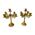 Paire de chandeliers en bronze dor