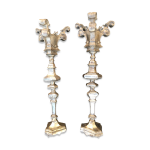 Paire de chandeliers en bronze dor de style baroque, xixme sicle