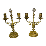 Paire de chandeliers en bronze dor xixme