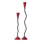 Paire de chandeliers, cramique, mtal et chrome, annes 1980