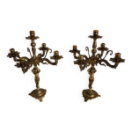 Paire de chandeliers chérubins en bronze doré début xxème Paire de chandeliers chérubins en bronze doré début xxème