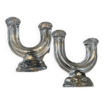 Paire de chandeliers cristal de vannes, collection le chatel