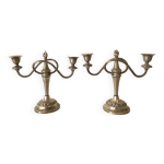 Paire de chandeliers doubles argents