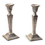 Paire de chandeliers mtal argent dcor louis xvi angleterre xixe