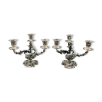 Paire de chandelier rococo, mtal argent