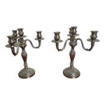 Paire de chandeliers style louis xvi en bronze argent