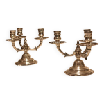 Paire de chandeliers en triangle � 3 feux