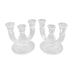 Paire de chandeliers vintage en cristal bougeoir 3 branches art dco