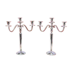 Paire de chandeliers vintage � trois branches en m�tal chrom�