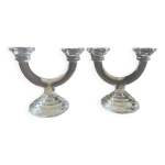 Paire de chandeliers vintage en verre moul