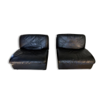 Paire chauffeuses cuir ligne roset 1980 Paire chauffeuses cuir ligne roset 1980