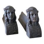 Paire de chenets anciens en fonte d'acier