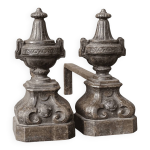 Paire de chenets anciens en fonte, xixe sicle