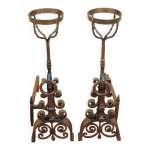Paire chenets art d�co en fer forg�