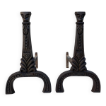 Paire de chenets art dco en fonte