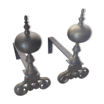 Paire de chenets en bronze et acier xix hollande