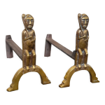 Paire de chenets en bronze anton prinner 1930