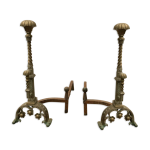 Paire de chenets en bronze ciselé xx siècle Paire de chenets en bronze ciselé xx siècle