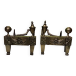 Paire de chenets en bronze poque empire