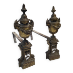 Paire de chenets en bronze style louis xvi, xix�me