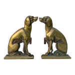 Paire de chenets chiens en laiton