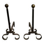 Paire de chenets en fer et laiton xixe
