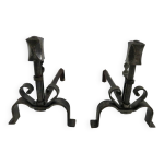 Paire de chenets en ferronnerie dans le gout de raymond subes, vers 1940