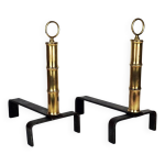 Paire de chenets par jacques adnet Paire de chenets par jacques adnet