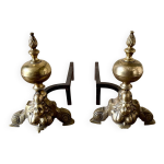 Paire de chenets en laiton et fonte, fin xviiime