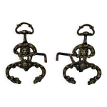 Paire de chenets en laiton lion xixe sicle