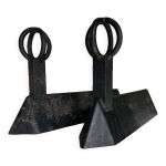Paire de chenets modernistes mid century en fonte Paire de chenets modernistes mid century en fonte