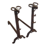 Paire de chenets zoomorphe t�te b�lier fin xvii �me