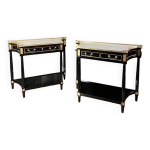 Paire de consoles en bois laqu noir de style louis xvi