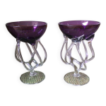 Paire de coupes en verre