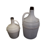 Paire de dames jeannes en verre vintage