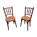 Paire de deux chaises cann�e vintage