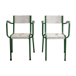 Paire de deux fauteuils jardin m�tal 1960