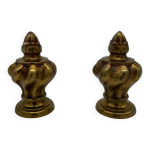 Paire d embouts de tringle  rideau ancien flamme en bronze dor