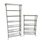 Paire tagres bibliothque en fer forg et verre