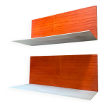 Paire d �tag�res murales contemporaines en acier et bois teint�