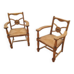 Paire de fauteuils anciens vintage style louis xvi