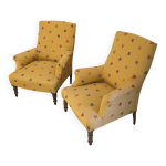 Paire de fauteuils anglais jaunes Paire de fauteuils anglais jaunes