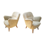 Paire de fauteuils annes 50 vintage design organique