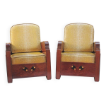 Paire de fauteuils art déco garniture style galuchat, circa 1930 Paire de fauteuils art déco garniture style galuchat, circa 1930