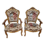 Paire de fauteuils baroques de style louis xv en bois doré et sculpté vers 1900 Paire de fauteuils baroques de style louis xv en bois doré et sculpté vers 1900