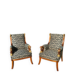 Paire de fauteuils bergres en acajou aux chimres poque xix eme sic