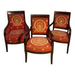Paire de fauteuils et bergère en acajou d époque empire Paire de fauteuils et bergère en acajou d époque empire