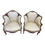 Paire de fauteuils bergères rocailles louis xv Paire de fauteuils bergères rocailles louis xv
