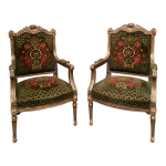 Paire de fauteuils en bois doré style louis xvi Paire de fauteuils en bois doré style louis xvi