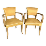 Paire de fauteuils bridge jaunes